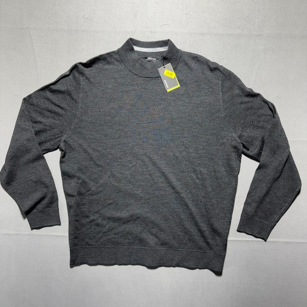 Murano Modern Performance Mens XL Mock Neck Sweater Charcoal Gray Pullover NWT